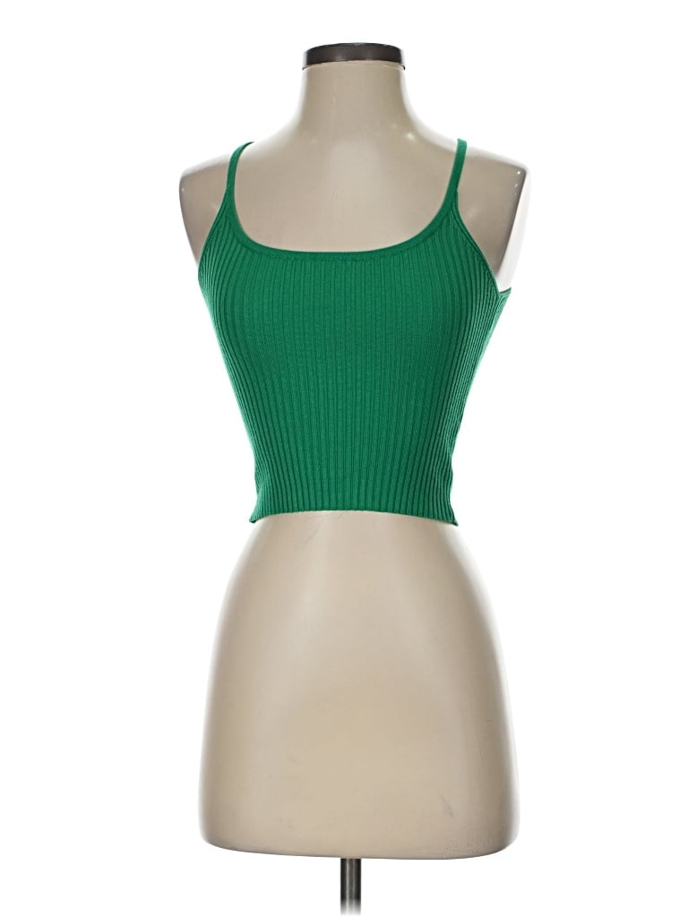 Pre-owned Lulus Tank Top Green Halter Neckline Tops