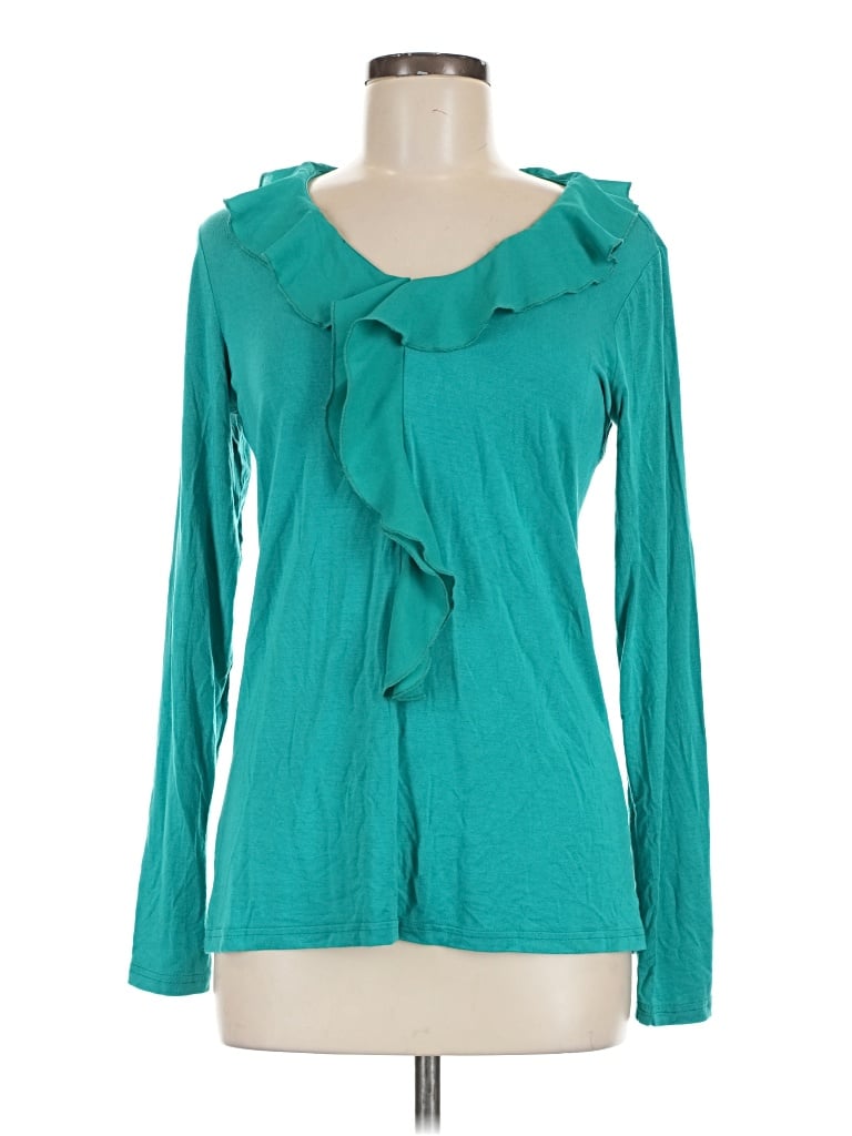 Pre-owned Matilda Jane Long Sleeve Top Teal Ruffles Neckline Tops