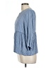 Fever 100% Rayon Blue 3/4 Sleeve Blouse Size L - photo 5