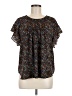 CeCe Floral Multi Color Black Short Sleeve T-Shirt Size M - photo 1