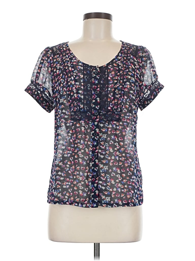 Pre-owned American Eagle Outfitters Short Sleeve Blouse In Blue