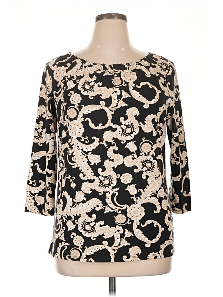 Pre-owned Talbots 3/4 Sleeve T-shirt In Black