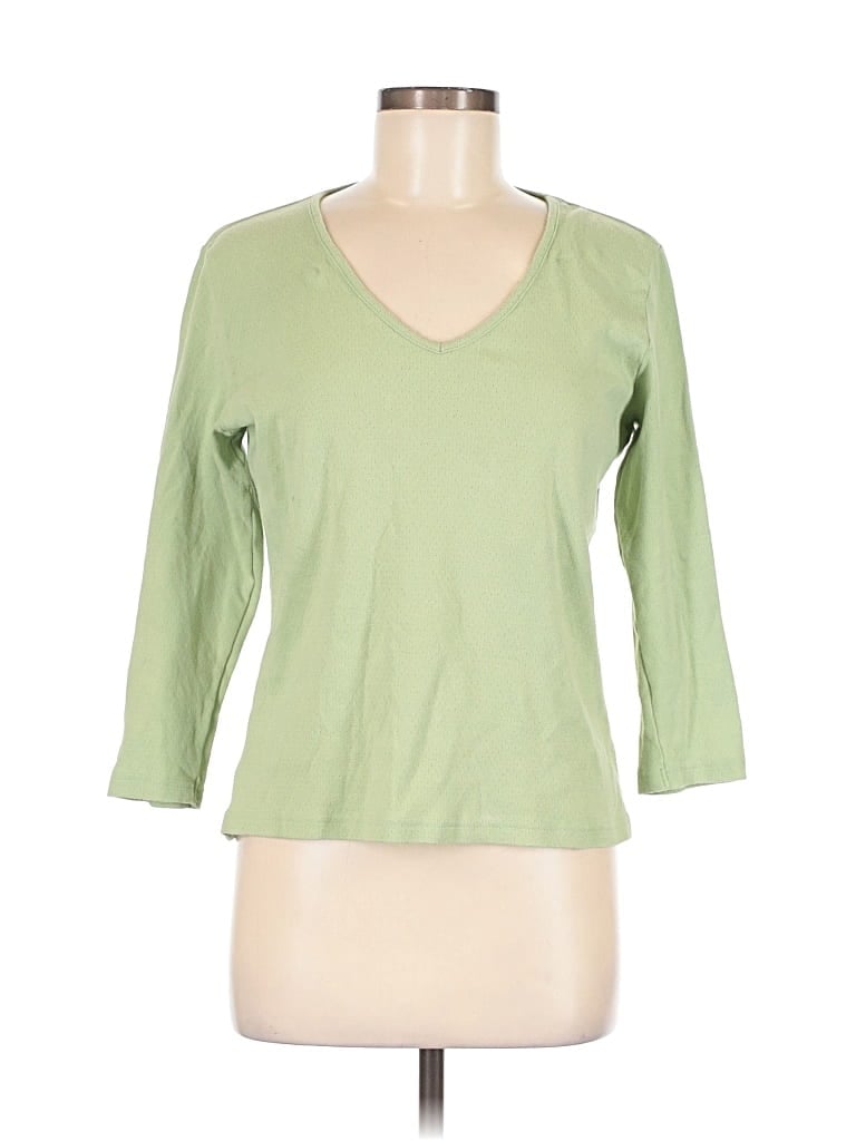 Pre-owned Garnet Hill 3/4 Sleeve T-shirt In Green