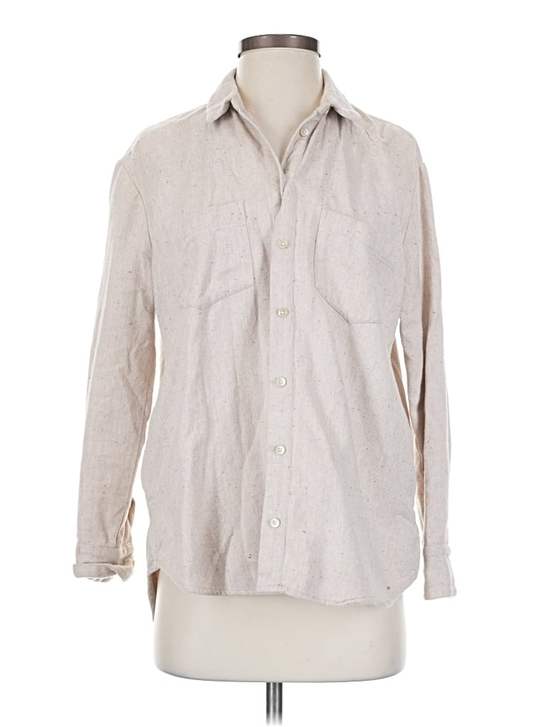 Pre-owned Madewell Long Sleeve Button Down Shirt In Tan