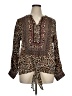 Ruby Rd. 100% Rayon Animal Print Brown Long Sleeve Blouse Size 1X - photo 1
