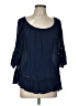 Fever 100% Rayon Blue 3/4 Sleeve Blouse Size L - photo 1