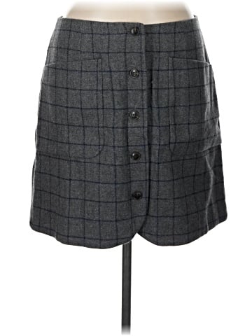 Madewell Wool Button-Front Mini Skirt in Windowpane (view 1)