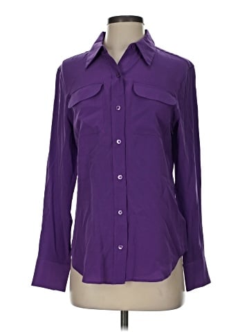Equipment Long Sleeve Silk Top (view 1)