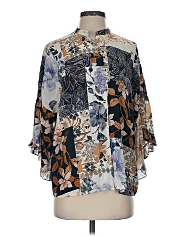 Johnny Was 3/4 Sleeve Silk Top (view 1)