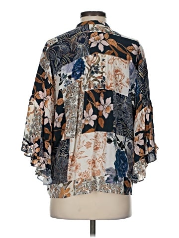 Johnny Was 3/4 Sleeve Silk Top (view 2)