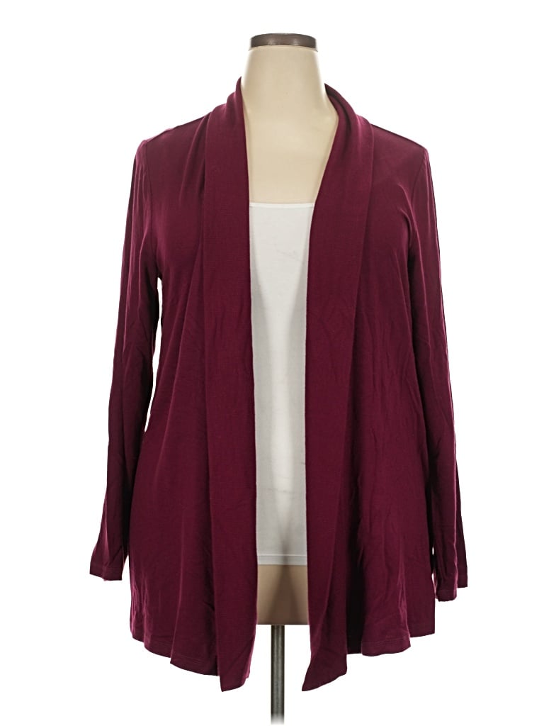 Pre-owned Liz Claiborne Cardigan Sweater In Burgundy