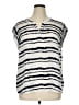 Hilary Radley 100% Polyester Stripes Silver Ivory Short Sleeve Top Size XL - photo 1