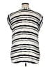 Hilary Radley 100% Polyester Stripes Silver Ivory Short Sleeve Top Size XL - photo 2