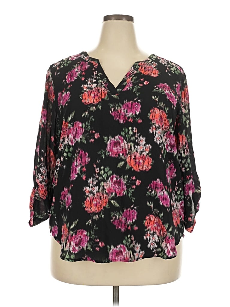 Pre-owned Maurices 3/4 Sleeve Blouse In Black