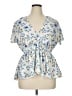 Arula 100% Polyester Blue Short Sleeve Blouse Size 1X - photo 1