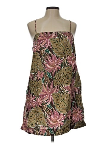 Madewell 100% Linen Goldie Mini Dress in Brushstroke Monstera (view 1)