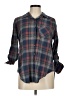 Love Notes 100% Cotton Plaid Blue 3/4 Sleeve Button-Down Shirt Size M - photo 1