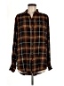 BeachLunchLounge Plaid Brown Long Sleeve Button-Down Shirt Size M - photo 1
