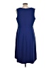 Talbots 100% Polyester Solid Blue Casual Dress Size 12 - photo 2