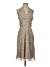 Evan Picone 100% Polyester Chevron-herringbone Tan Cocktail Dress Size 4 Petite - photo 1