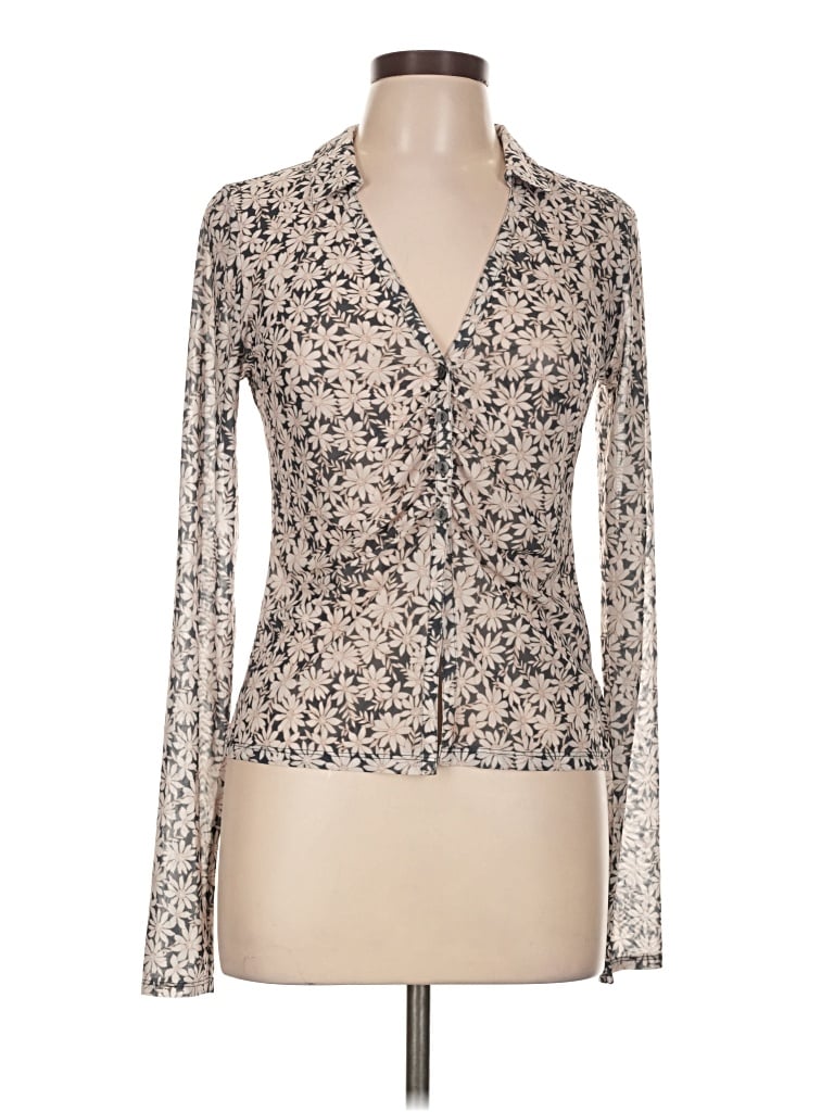 Pre-owned American Eagle Outfitters Long Sleeve Blouse In Ivory