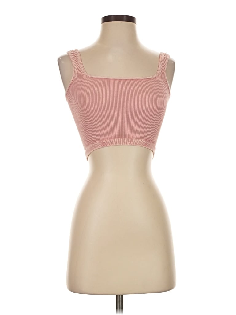 Pre-owned Fp Movement Tank Top Pink Solid Pattern Square Neckline Tops