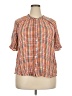 Bobeau 100% Rayon Houndstooth Orange Short Sleeve Blouse Size 2X - photo 1