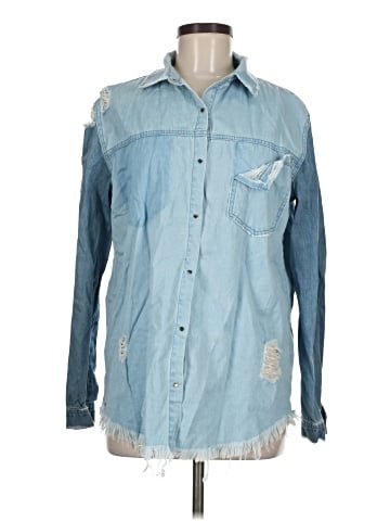 Missguided Long Sleeve Button-Down Shirt (view 1)