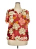 DR2 100% Polyester Floral Orange Short Sleeve Blouse Size XXL - photo 1