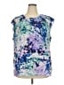 Talbots 100% Polyester Tie-dye Blue Sleeveless Blouse Size 20 - photo 1