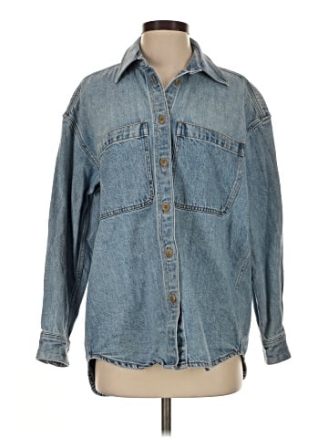 Madewell Denim Oversized Button-Up Shirt in Derussey Wash (view 1)