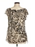 BCBGeneration Animal Print Brown Short Sleeve Blouse Size L - photo 1