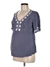 Seraphine 100% Viscose Blue Gray Short Sleeve Blouse Size 8 Maternity - photo 1