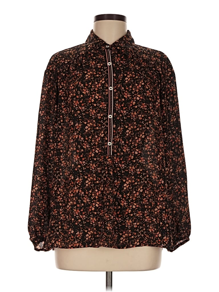Pre-owned Max Studio Long Sleeve Blouse In Brown