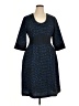 J. Peterman 100% Polyester Tweed Blue Casual Dress Size 14 - photo 1