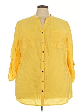 Jm Collection 3/4 Sleeve Button Down Shirt
