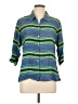 Assorted Brands 100% Silk Stripes Blue 3/4 Sleeve Silk Top Size 10 - photo 1