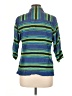 Assorted Brands 100% Silk Stripes Blue 3/4 Sleeve Silk Top Size 10 - photo 2