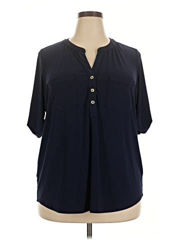Anne Klein Short Sleeve Henley (view 1)
