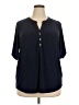 Anne Klein Blue Short Sleeve Henley Size 2X - photo 1