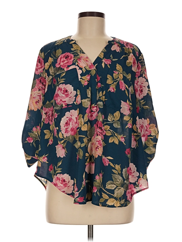 Pre-owned Torrid 3/4 Sleeve Blouse In Blue