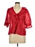 Madewell 100% Polyester Red 3/4 Sleeve Blouse Size L - photo 1