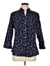 Foxcroft Animal Print Blue 3/4 Sleeve Button-Down Shirt Size M - photo 1