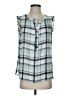 Ann Taylor LOFT Outlet 100% Polyester Plaid Blue Sleeveless Blouse Size S - photo 1