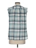 Ann Taylor LOFT Outlet 100% Polyester Plaid Blue Sleeveless Blouse Size S - photo 2