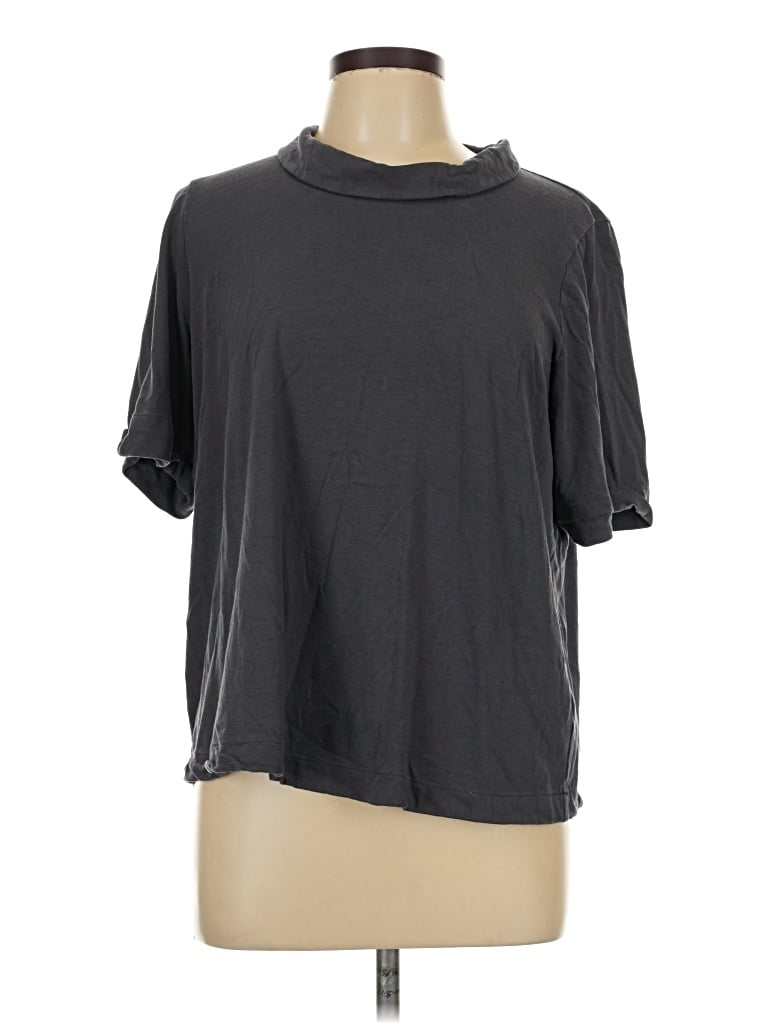 Pre-owned Purejill Short Sleeve Top Gray Cowl Neck Tops