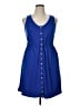 Unbranded Solid Blue Casual Dress Size XL - photo 1