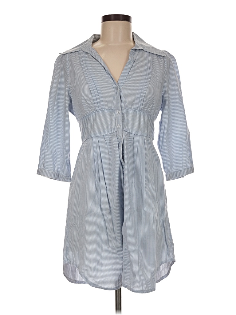Pre-owned H&m 3/4 Sleeve Button Down Shirt In Blue