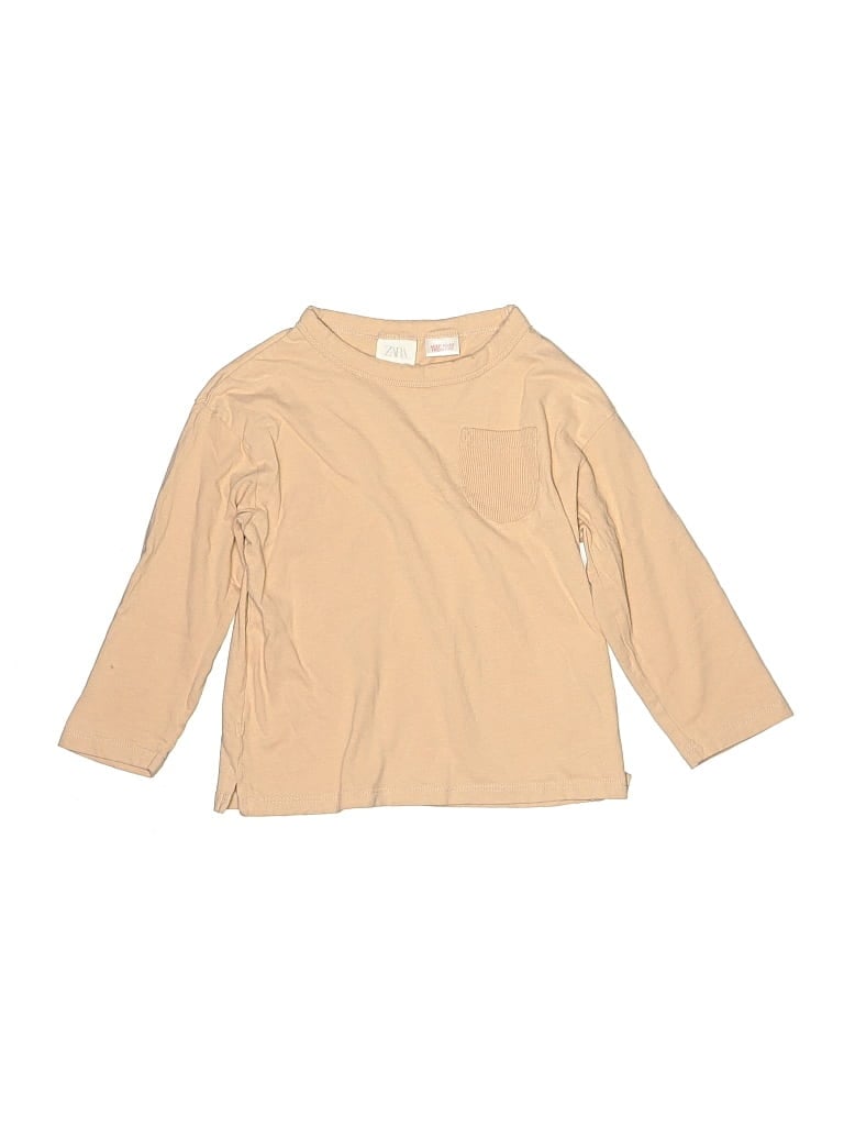 Pre-owned Zara Kids' 3/4 Sleeve T-shirt In Tan