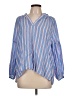 Caslon Stripes Blue Long Sleeve Blouse Size L - photo 1